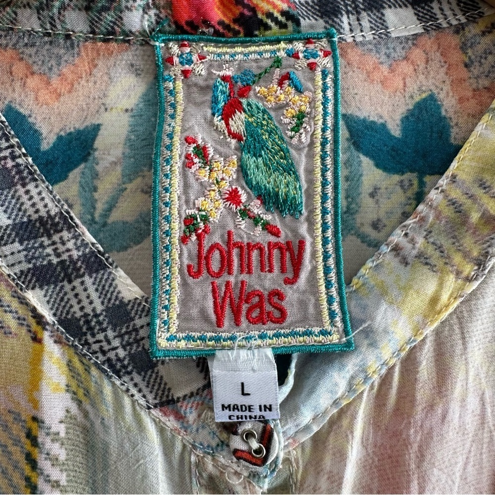 Johnny Was Floral Patch Printed Button Front Over… - image 7